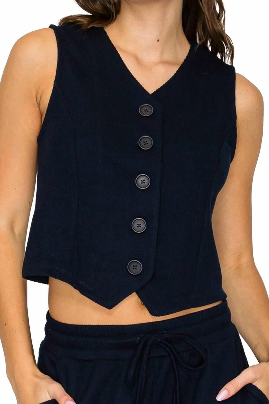 NEW KNIT RIOT sutton soft knit vest in navy